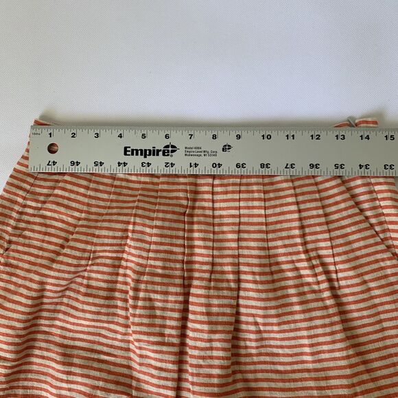 NWT LOFT Skirt Women 4 Pink Orange Linen Stripe Pockets Preppy Twee Career Color - Picture 6 of 8